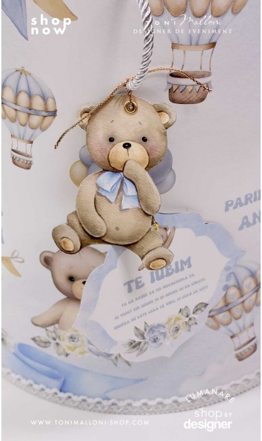 Trusou botez cu ursuleti albastri si baloane de aer cald Teddy Bear Bleu Hot Air Balloons 6